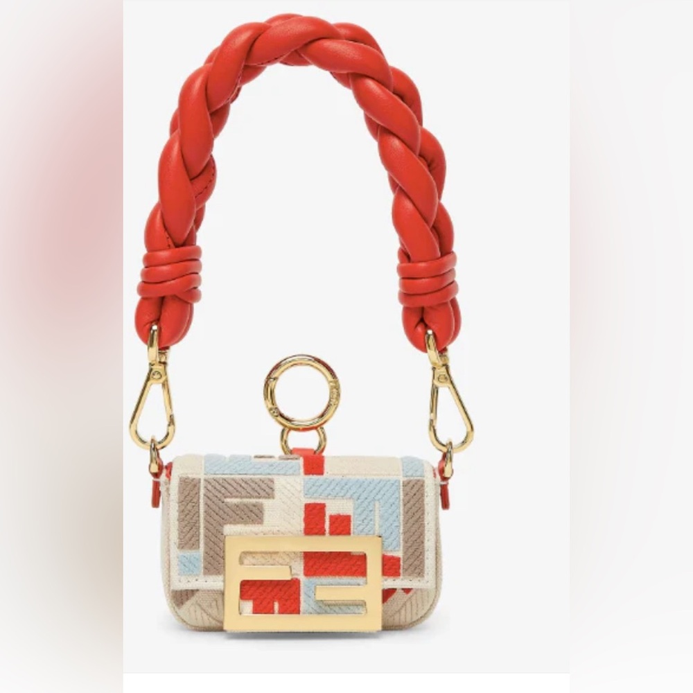 FENDI Nano Baguette Multicolour canvas charm